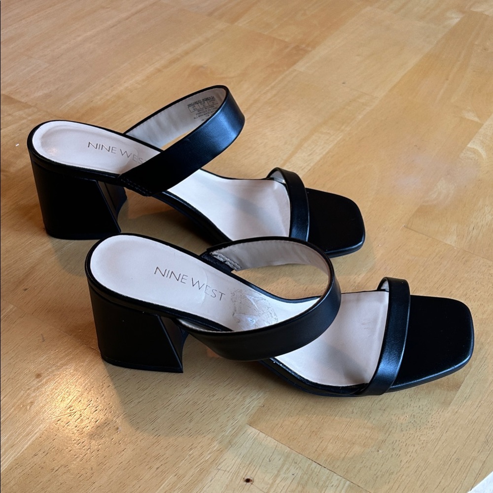 Nine West Black Block Heel Sandals